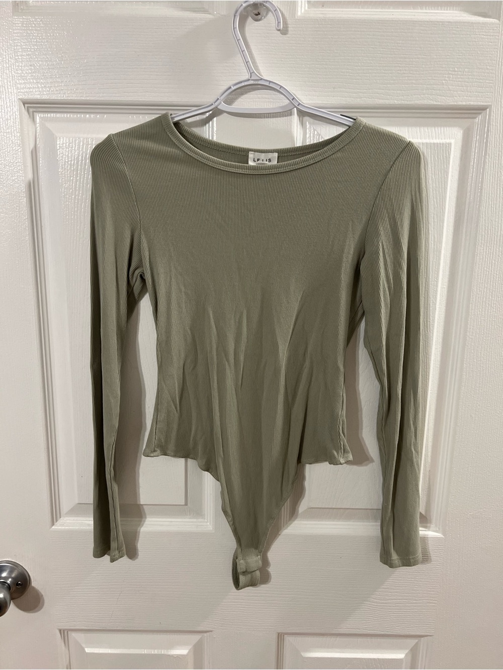 Le Lis Olive Ribbed Long-Sleeve Bodysuit